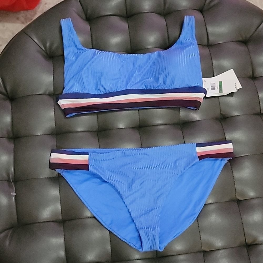 Becca by Rebecca Virtue  Refine Colorblock Bralette Top & Wide Band Bott…
